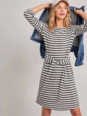 T. La Anthropologie Faded Nautical Stripes Midi Dress